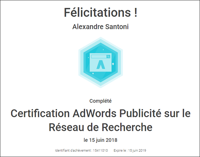 certification adwords alexandre santoni